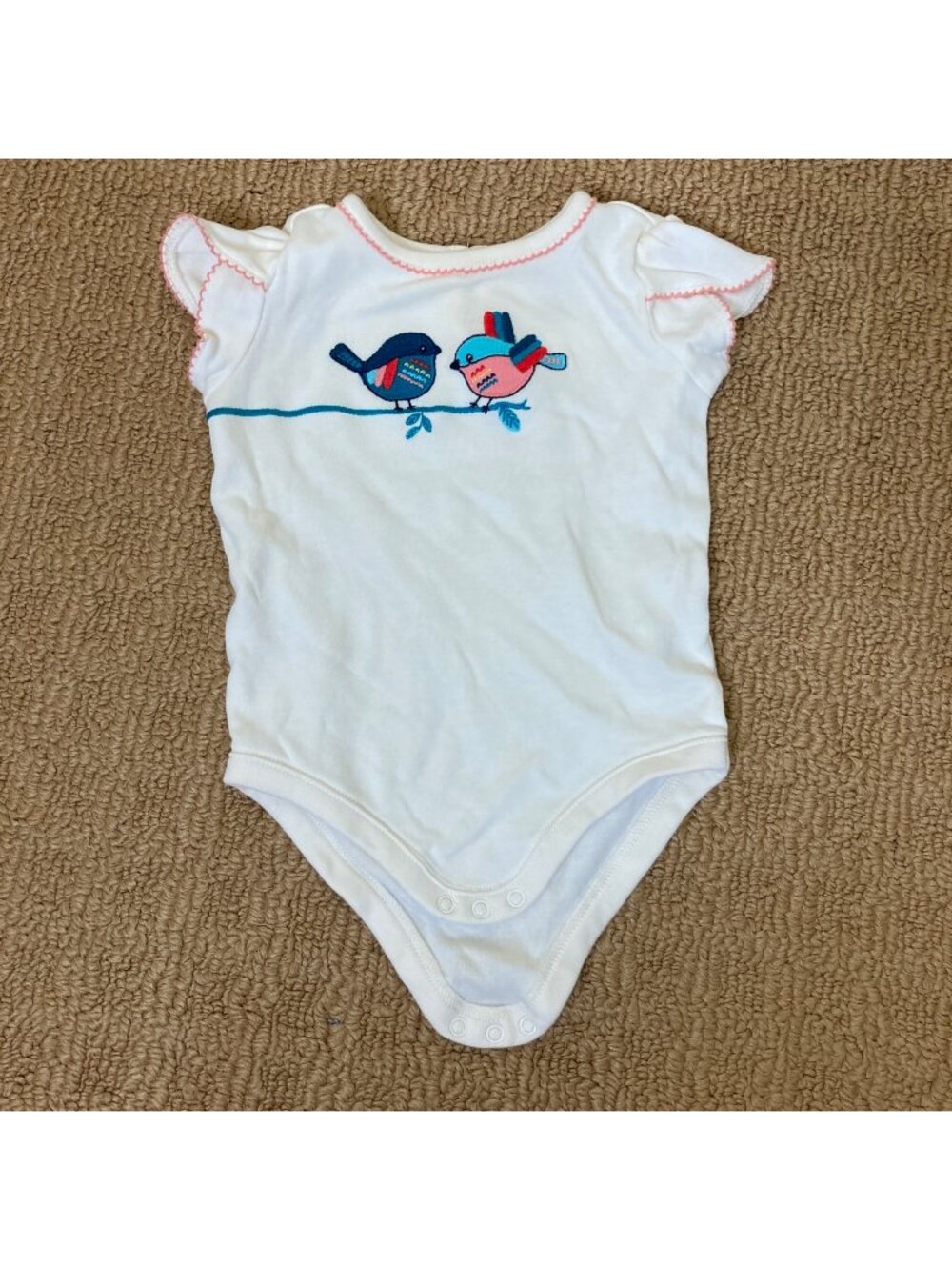 Gymboree Baby Girl 6 -12 months Bodysuit Embroidered Birds Flaw Infant
